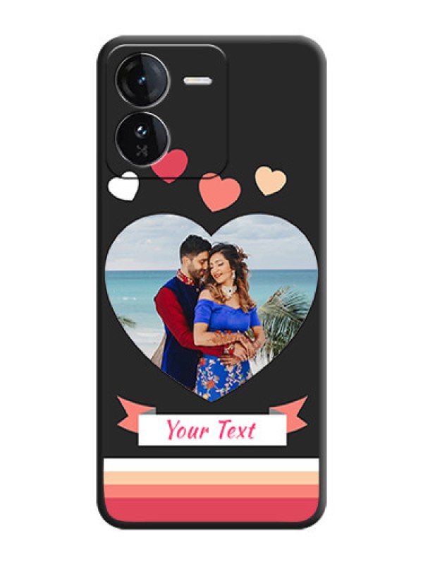 Custom Love Shaped Photo with Colorful Stripes On Space Black Custom Soft Matte Mobile Back Cover - iQOO Z9 5G