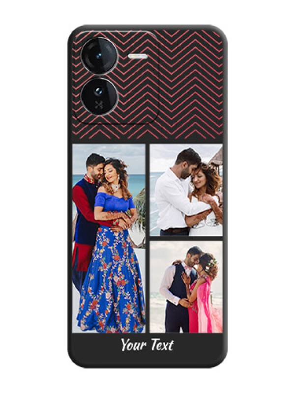 Custom Wave Pattern with 3 Image Holder On Space Black Custom Soft Matte Mobile Back Cover - iQOO Z9 5G