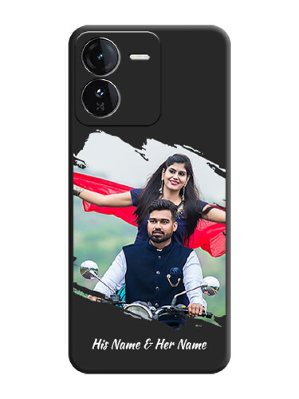 Custom Grunge Brush Strokes on Photo On Space Black Custom Soft Matte Mobile Back Cover - iQOO Z9 5G