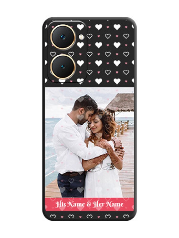 Custom White Color Love Symbols with Text Design on Photo On Space Black Custom Soft Matte Mobile Back Cover - iQOO Z9 Lite 5G