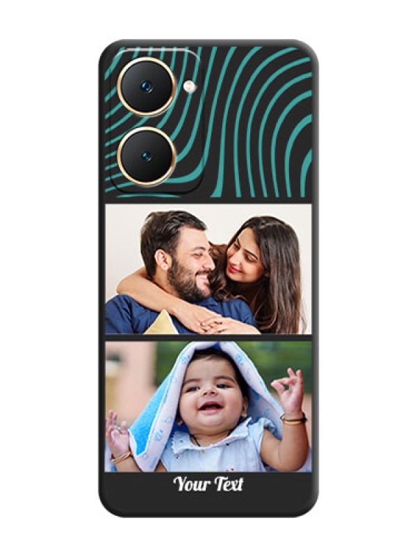 Custom Wave Pattern with 2 Image Holder On Space Black Custom Soft Matte Mobile Back Cover - iQOO Z9 Lite 5G