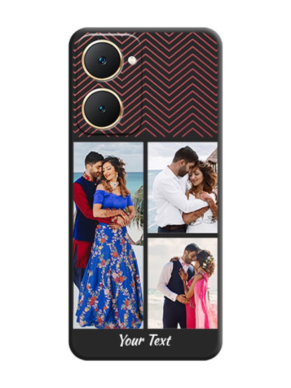 Custom Wave Pattern with 3 Image Holder On Space Black Custom Soft Matte Mobile Back Cover - iQOO Z9 Lite 5G