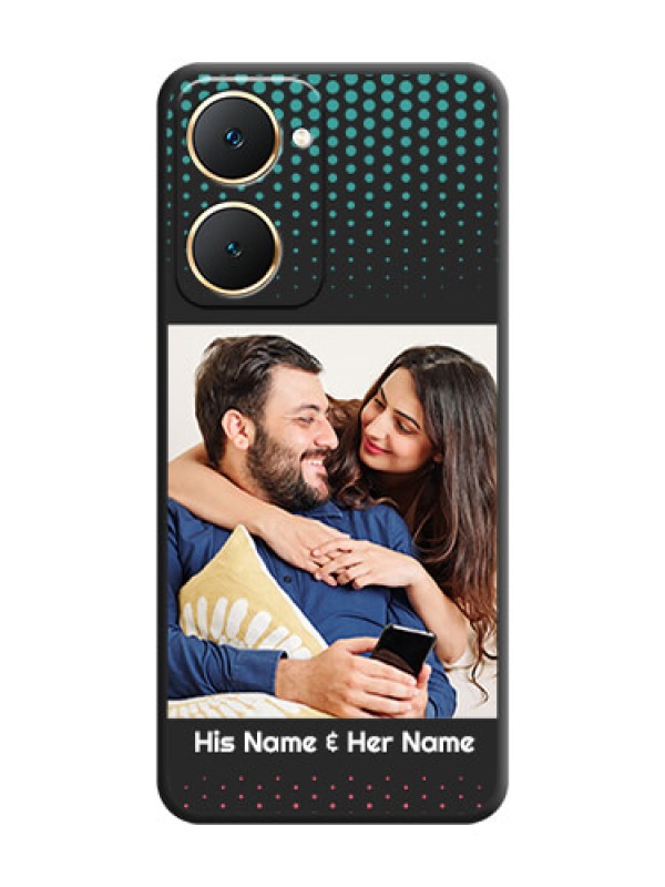 Custom Faded Dots with Grunge Photo Frame and Text On Space Black Custom Soft Matte Mobile Back Cover - iQOO Z9 Lite 5G