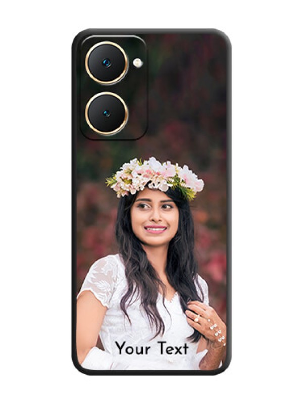 Custom Full Single Pic Upload With Text On Space Black Custom Soft Matte Mobile Back Cover - iQOO Z9 Lite 5G