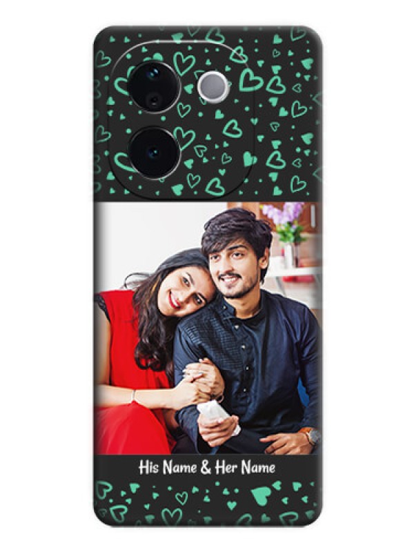 Custom Sea Green Indefinite Love Pattern on Photo On Space Black Custom Soft Matte Mobile Back Cover - iQOO Z9s Pro 5G