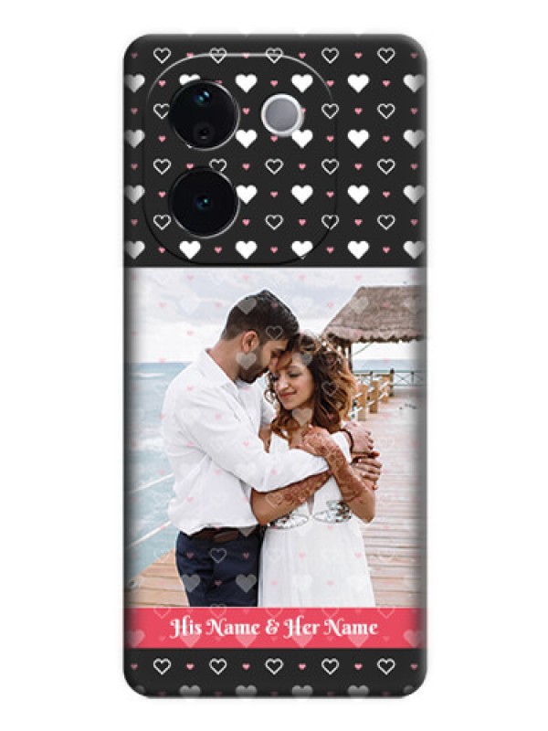 Custom White Color Love Symbols with Text Design on Photo On Space Black Custom Soft Matte Mobile Back Cover - iQOO Z9s Pro 5G