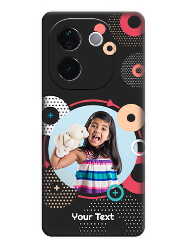 Custom Multicoloured Round Image On Space Black Custom Soft Matte Mobile Back Cover - iQOO Z9s Pro 5G