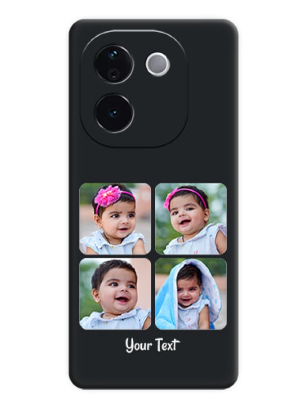 Custom Floral Art with 6 Image Holder on Photo On Space Black Custom Soft Matte Mobile Back Cover - iQOO Z9s Pro 5G