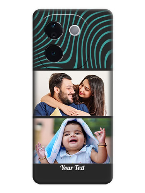 Custom Wave Pattern with 2 Image Holder On Space Black Custom Soft Matte Mobile Back Cover - iQOO Z9s Pro 5G