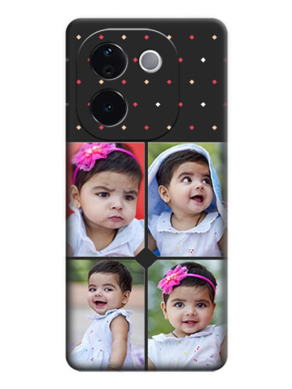 Custom Multicolor Dotted Pattern with 4 Image Holder On Space Black Custom Soft Matte Mobile Back Cover - iQOO Z9s Pro 5G