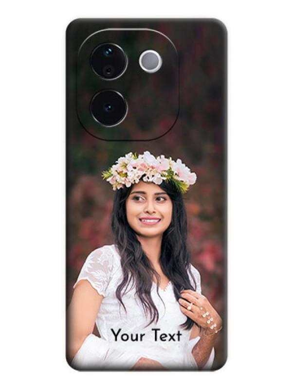 Custom Full Single Pic Upload With Text On Space Black Custom Soft Matte Mobile Back Cover - iQOO Z9s Pro 5G