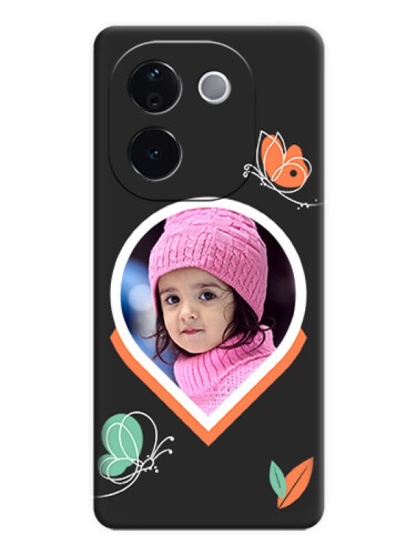 Custom Upload Pic With Simple Butterly Design On Space Black Custom Soft Matte Mobile Back Cover - iQOO Z9s Pro 5G