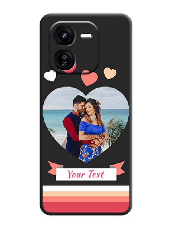 Custom Love Shaped Photo with Colorful Stripes On Space Black Custom Soft Matte Mobile Back Cover - iQOO Z9X 5G