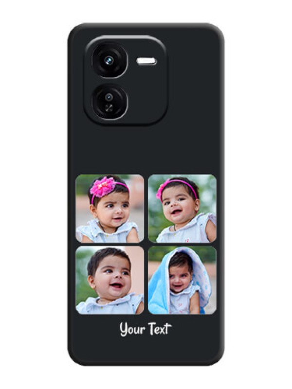 Custom Floral Art with 6 Image Holder on Photo On Space Black Custom Soft Matte Mobile Back Cover - iQOO Z9X 5G