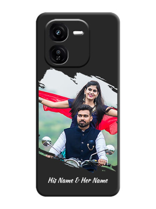 Custom Grunge Brush Strokes on Photo On Space Black Custom Soft Matte Mobile Back Cover - iQOO Z9X 5G