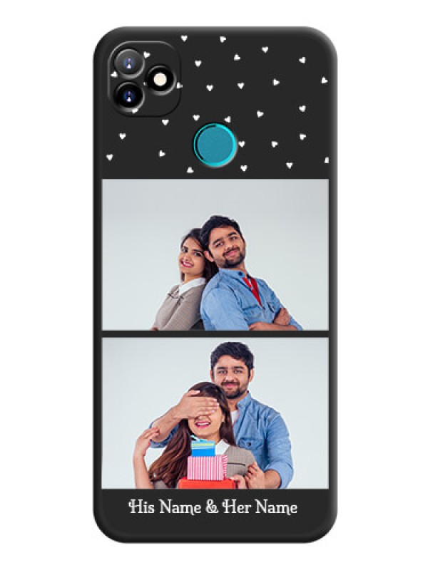 Custom Miniature Love Symbols with Name on Space Black Custom Soft Matte Back Cover - Itel Vision 1