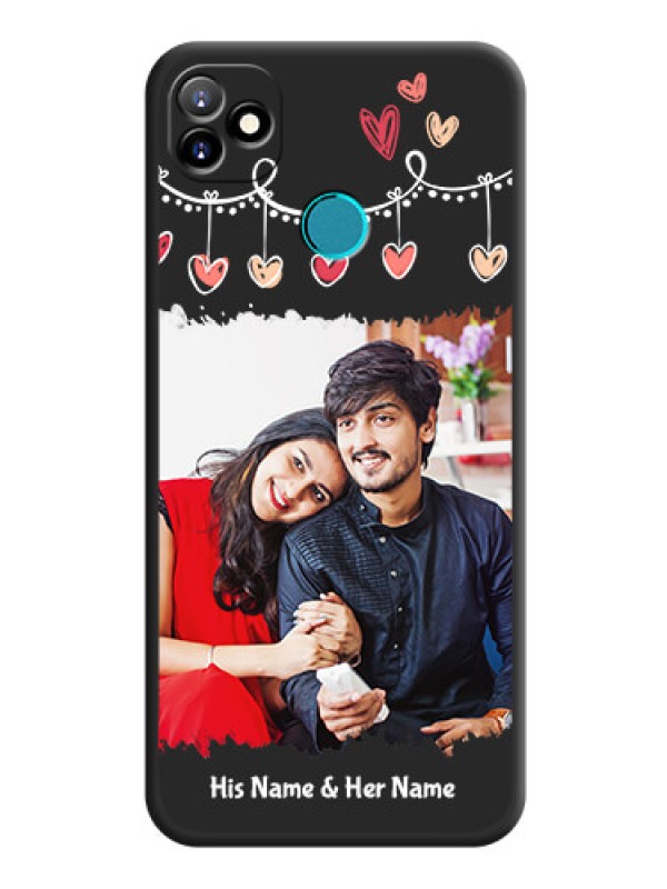 Custom Pink Love Hangings with Name on Space Black Custom Soft Matte Phone Cases - Itel Vision 1