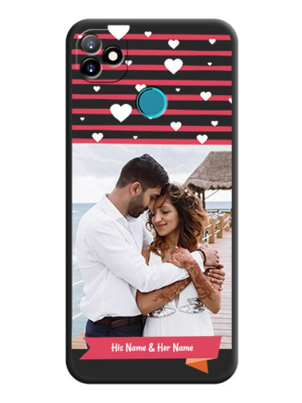 Custom White Color Love Symbols with Pink Lines Pattern on Space Black Custom Soft Matte Phone Cases - Itel Vision 1