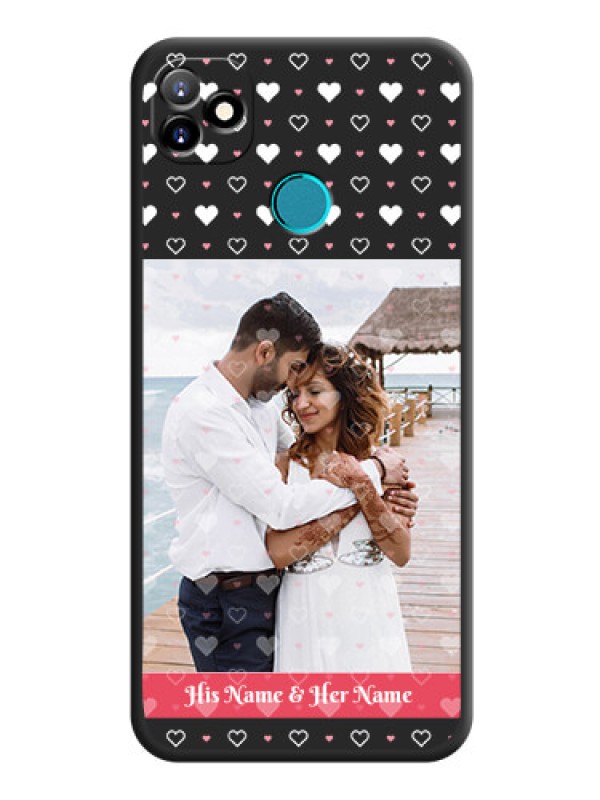 Custom White Color Love Symbols with Text Design on Photo on Space Black Soft Matte Phone Cover - Itel Vision 1