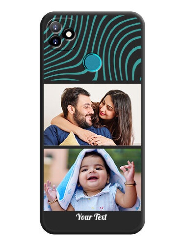 Custom Wave Pattern with 2 Image Holder on Space Black Personalized Soft Matte Phone Covers - Itel Vision 1