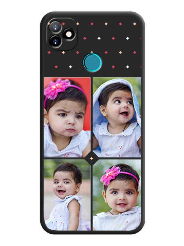 Custom Multicolor Dotted Pattern with 4 Image Holder on Space Black Custom Soft Matte Phone Cases - Itel Vision 1