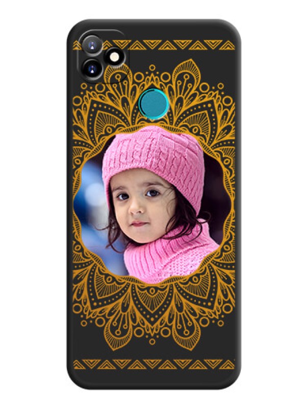 Custom Round Image with Floral Design on Photo on Space Black Soft Matte Mobile Cover - Itel Vision 1