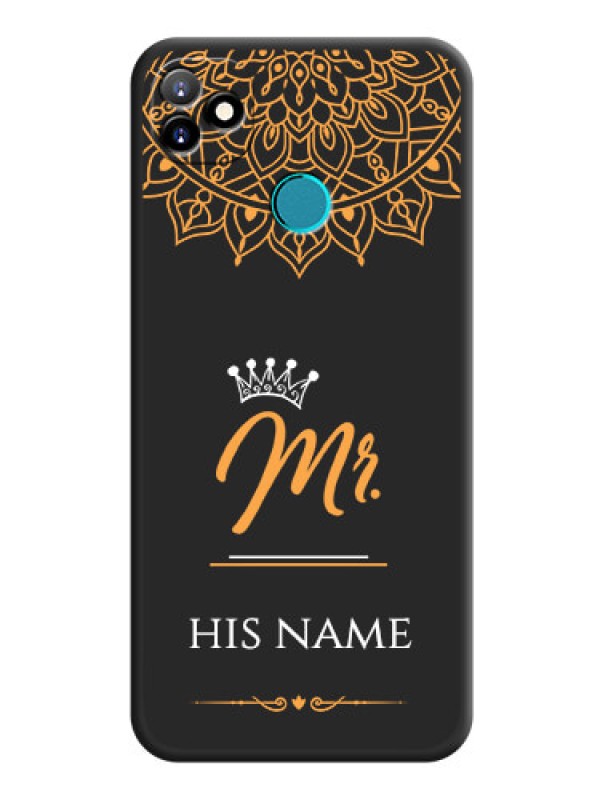 Custom Mr Name with Floral Design  on Personalised Space Black Soft Matte Cases - Itel Vision 1