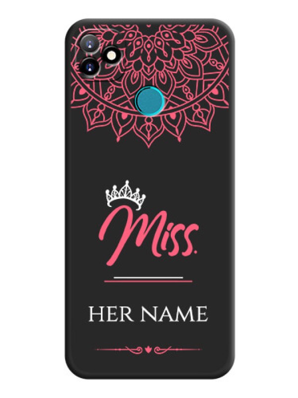 Custom Mrs Name with Floral Design on Space Black Personalized Soft Matte Phone Covers - Itel Vision 1