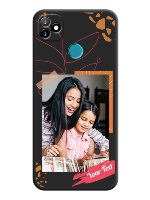Custom Orange Photo Frame on Space Black Custom Soft Matte Phone Back Cover - Itel Vision 1