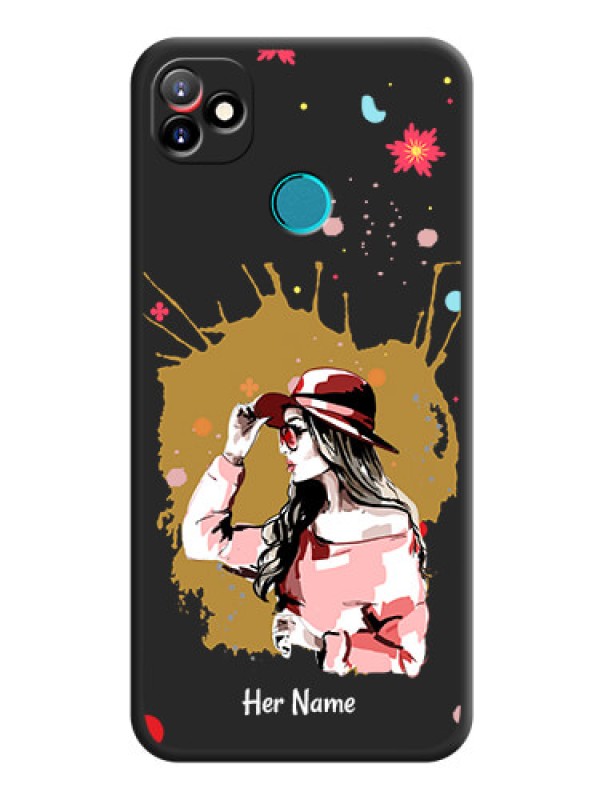Custom Mordern Lady With Color Splash Background With Custom Text On Space Black Personalized Soft Matte Phone Covers -Itel Vision 1