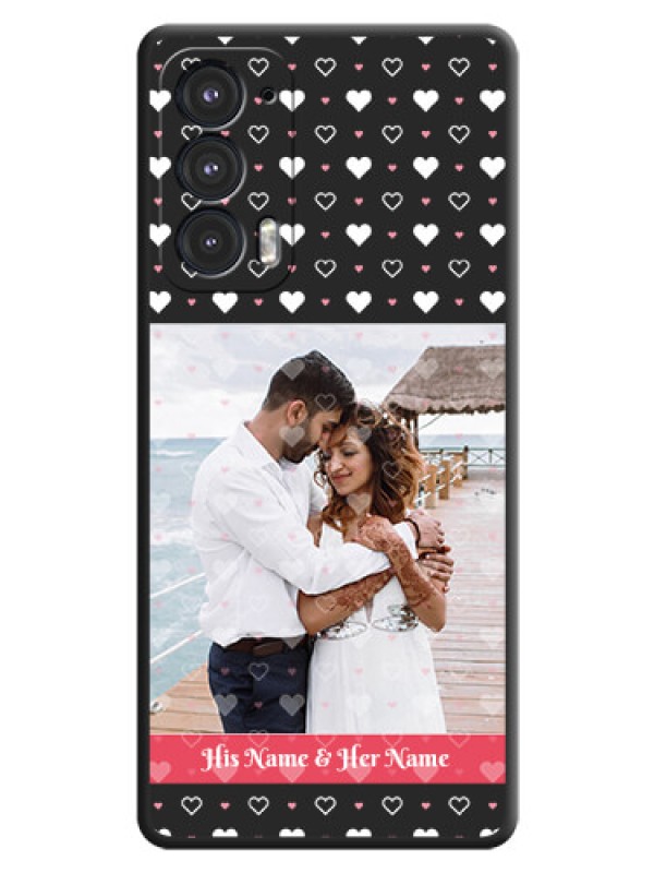 Custom White Color Love Symbols with Text Design on Photo on Space Black Soft Matte Phone Cover - Motorola Edge 20 5G