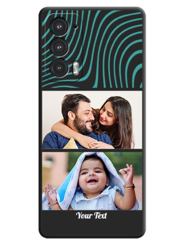 Custom Wave Pattern with 2 Image Holder on Space Black Personalized Soft Matte Phone Covers - Motorola Edge 20 5G