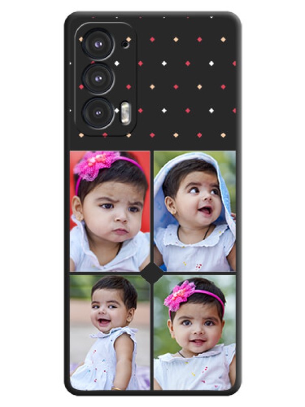 Custom Multicolor Dotted Pattern with 4 Image Holder on Space Black Custom Soft Matte Phone Cases - Motorola Edge 20 5G