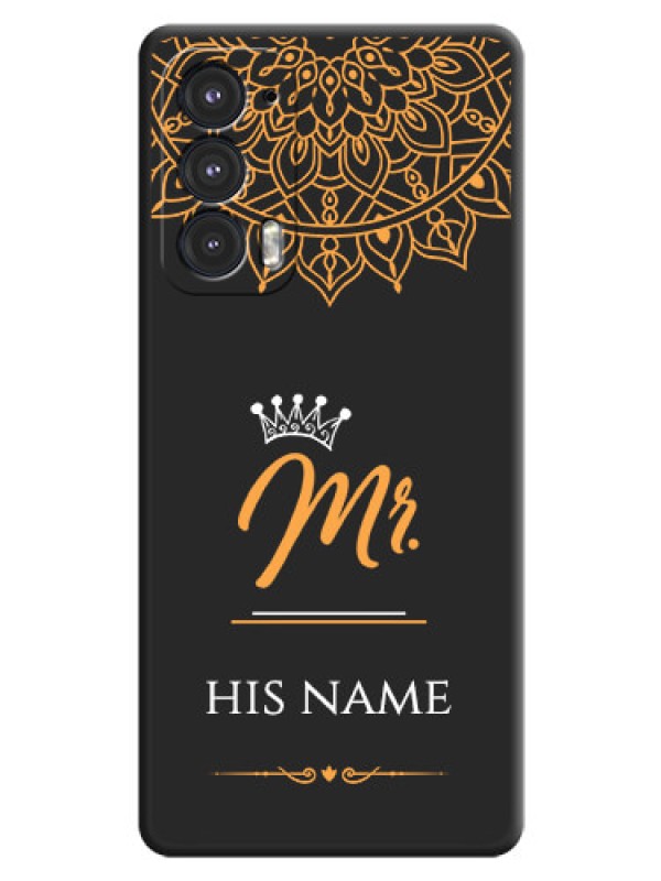 Custom Mr Name with Floral Design on Personalised Space Black Soft Matte Cases - Motorola Edge 20 5G