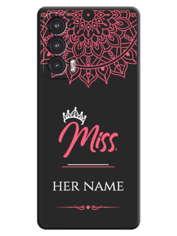 Custom Mrs Name with Floral Design on Space Black Personalized Soft Matte Phone Covers - Motorola Edge 20 5G