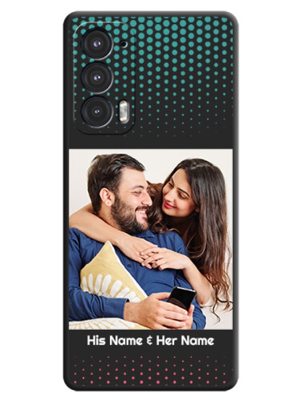 Custom Faded Dots with Grunge Photo Frame and Text on Space Black Custom Soft Matte Phone Cases - Motorola Edge 20 5G