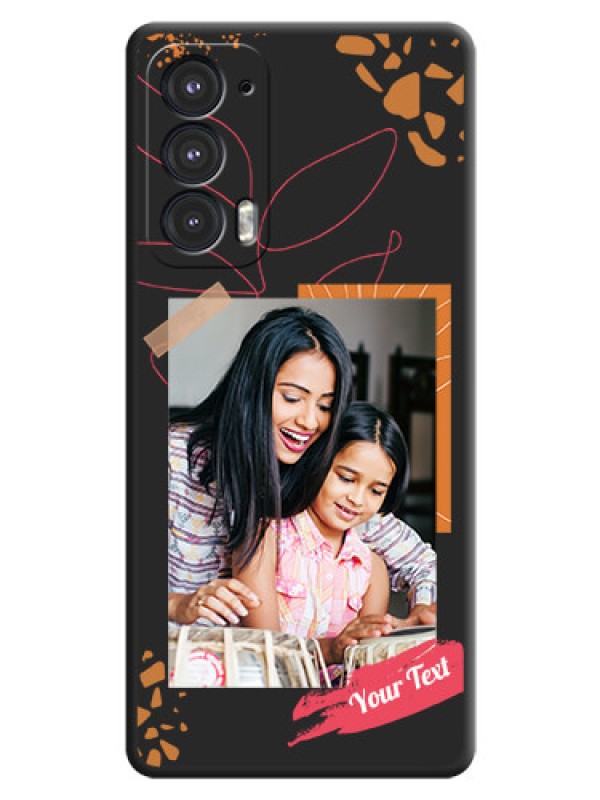 Custom Orange Photo Frame on Space Black Custom Soft Matte Phone Back Cover - Motorola Edge 20 5G