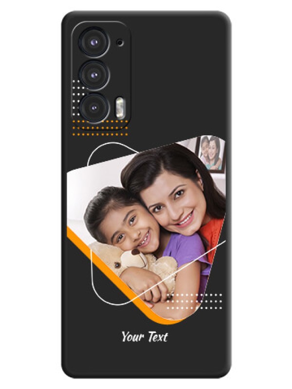 Custom Yellow Triangle on Photo on Space Black Soft Matte Phone Cover - Motorola Edge 20 5G