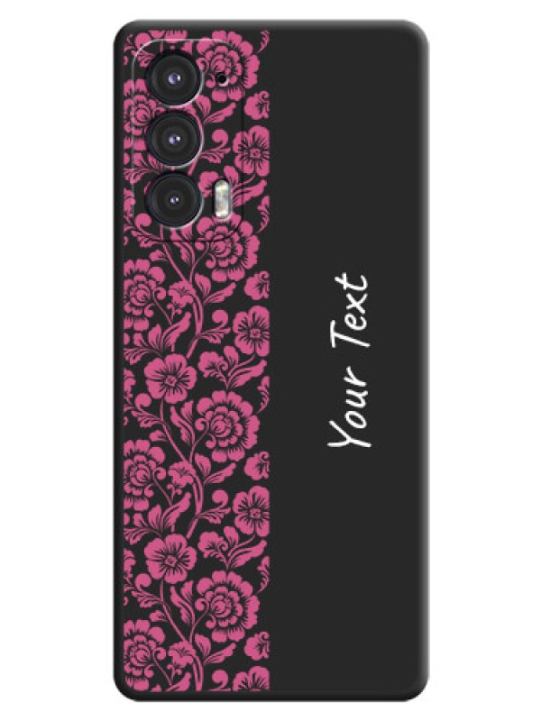Custom Pink Floral Pattern Design With Custom Text On Space Black Personalized Soft Matte Phone Covers -Motorola Edge 20