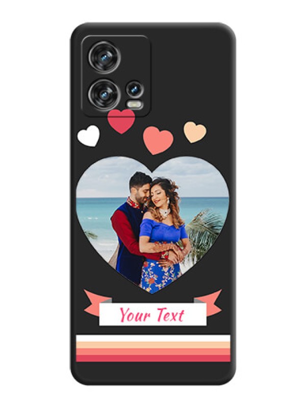 Custom Love Shaped Photo with Colorful Stripes on Personalised Space Black Soft Matte Cases - Motorola Edge 30 Fusion