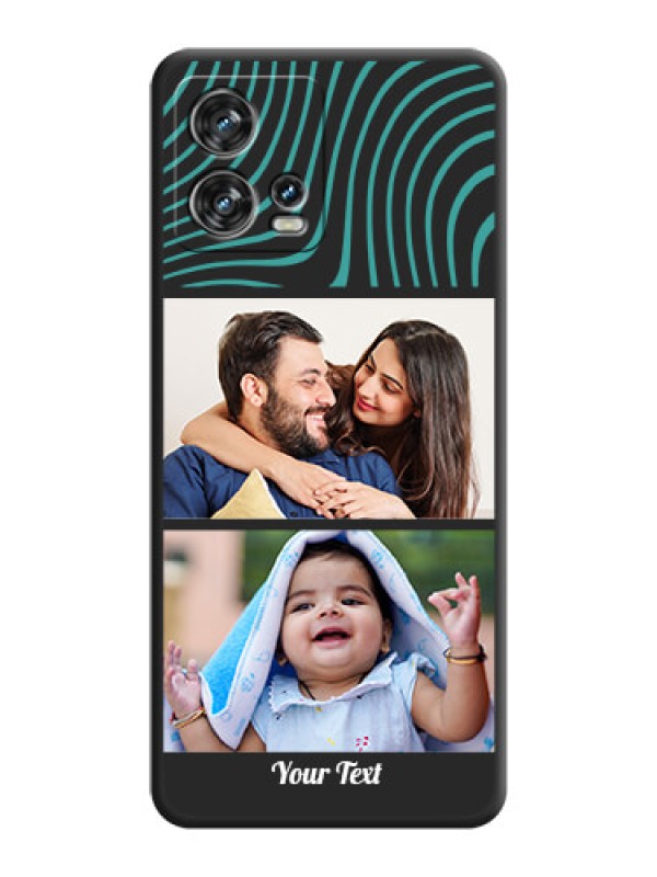 Custom Wave Pattern with 2 Image Holder on Space Black Personalized Soft Matte Phone Covers - Motorola Edge 30 Fusion