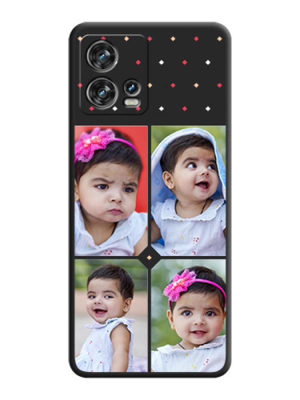Custom Multicolor Dotted Pattern with 4 Image Holder on Space Black Custom Soft Matte Phone Cases - Motorola Edge 30 Fusion