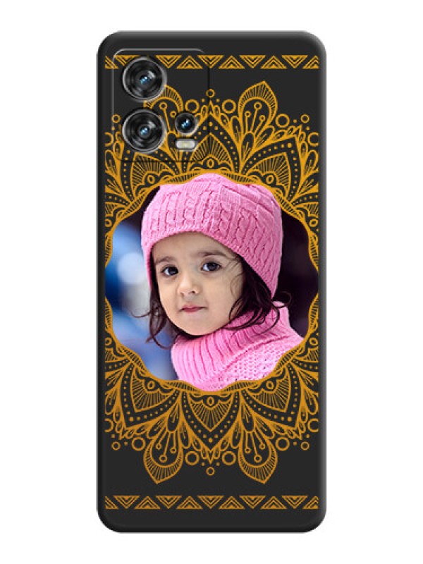 Custom Round Image with Floral Design on Photo on Space Black Soft Matte Mobile Cover - Motorola Edge 30 Fusion