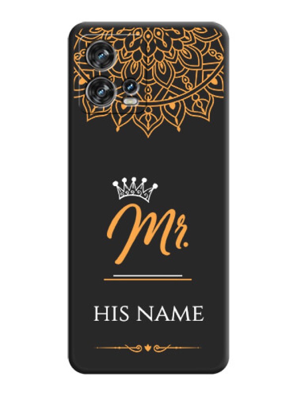 Custom Mr Name with Floral Design  on Personalised Space Black Soft Matte Cases - Motorola Edge 30 Fusion