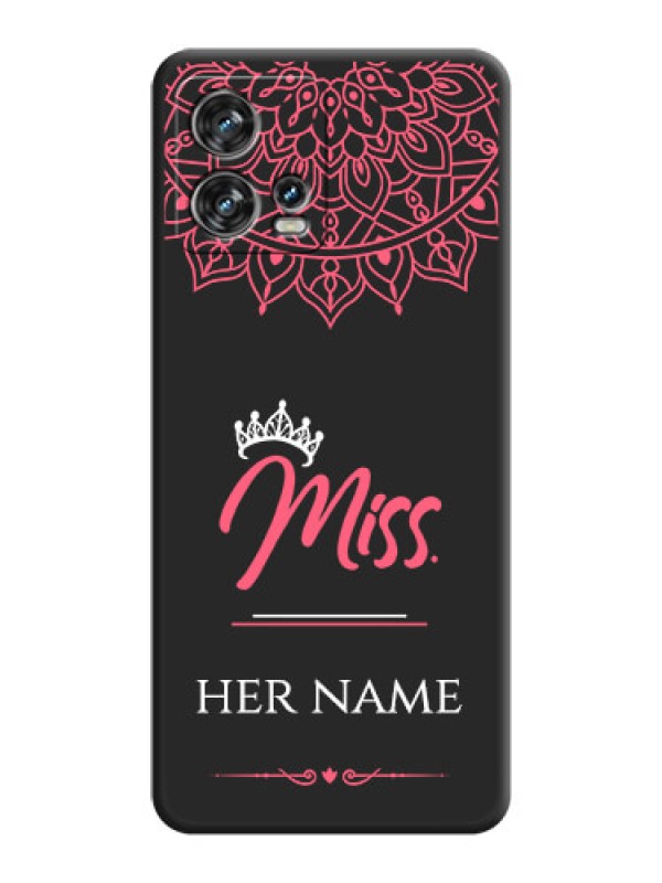 Custom Mrs Name with Floral Design on Space Black Personalized Soft Matte Phone Covers - Motorola Edge 30 Fusion