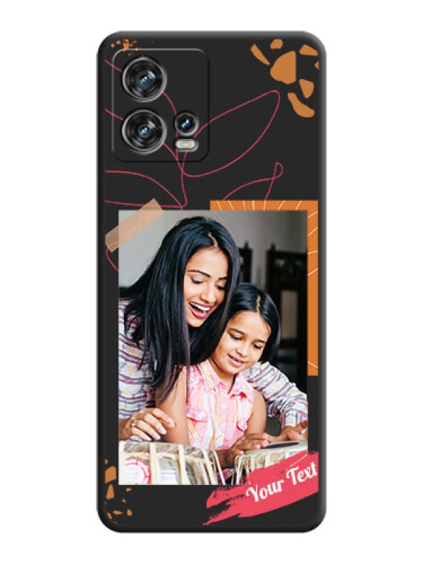 Custom Orange Photo Frame on Space Black Custom Soft Matte Phone Back Cover - Motorola Edge 30 Fusion