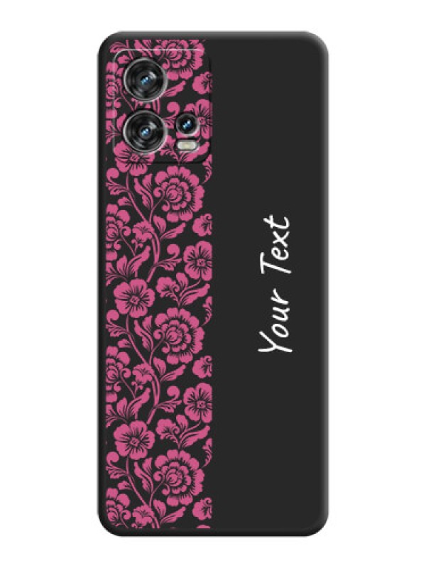 Custom Pink Floral Pattern Design With Custom Text On Space Black Personalized Soft Matte Phone Covers -Motorola Edge 30 Fusion