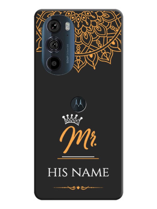 Custom Mr Name with Floral Design  on Personalised Space Black Soft Matte Cases - Edge 30 Pro