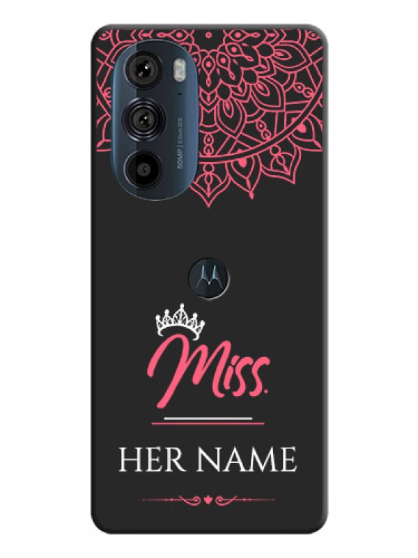 Custom Mrs Name with Floral Design on Space Black Personalized Soft Matte Phone Covers - Edge 30 Pro