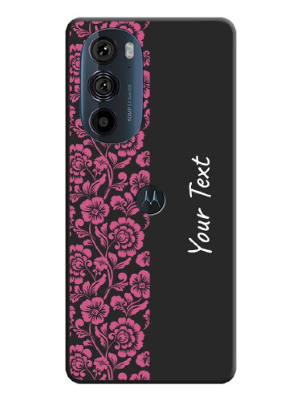 Custom Pink Floral Pattern Design With Custom Text On Space Black Personalized Soft Matte Phone Covers -Motorola Edge 30 Pro